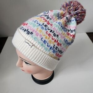 LEVI\'S | Logo beanie hat rainbow color white Bernie Gay Pride Rainbow Embroidered Cuffed Beanie Knit Hat  main image 2
